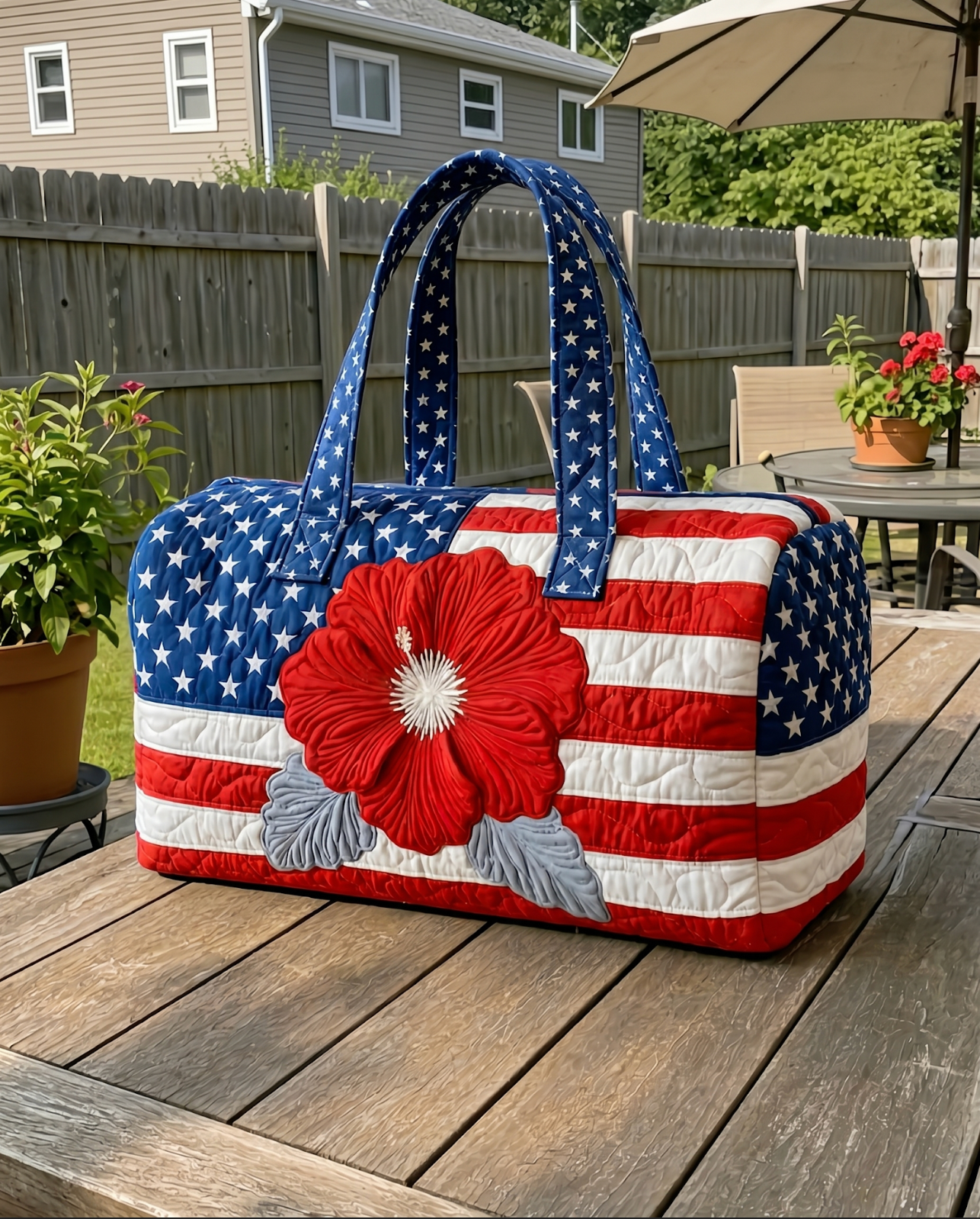 Quilted USA Tote Bag